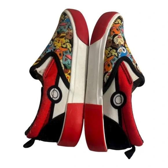 Pokemon Round Up Red and Black Kids Low Top Slip On Canvas Sneakers Size 13 - Picture 7 of 11